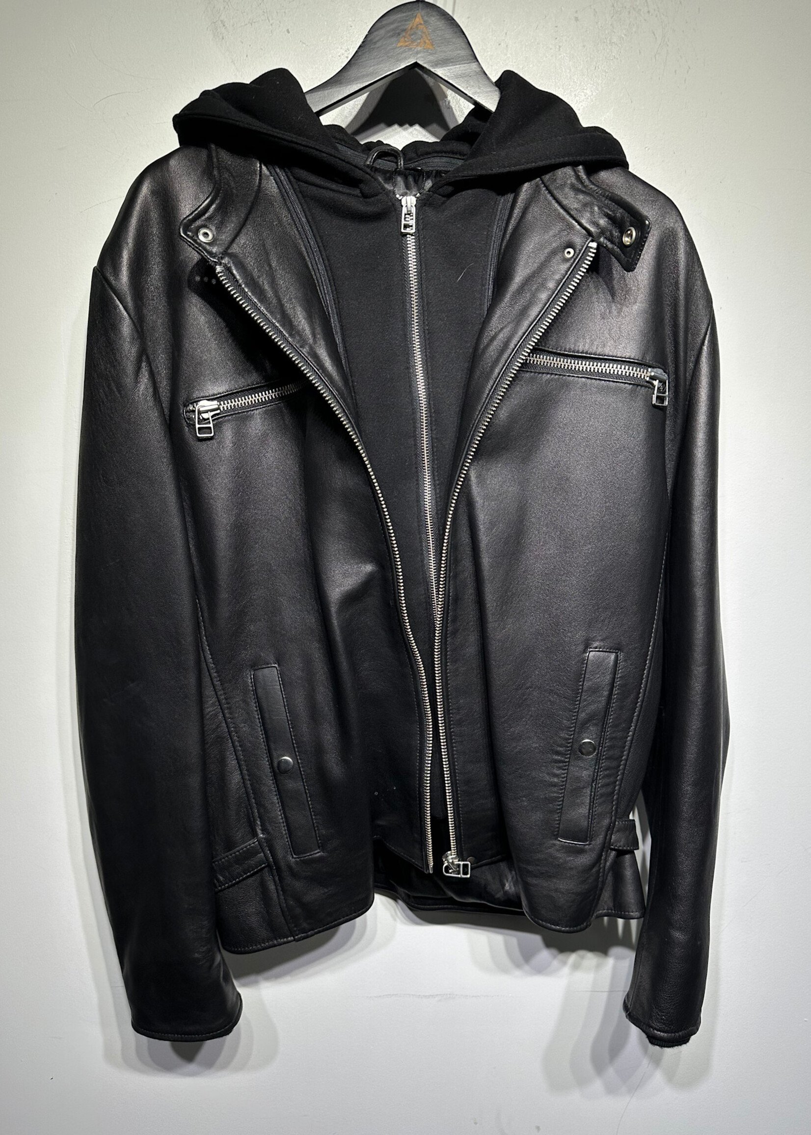 7 Diamonds Hood Layer Leather Jacket XXL