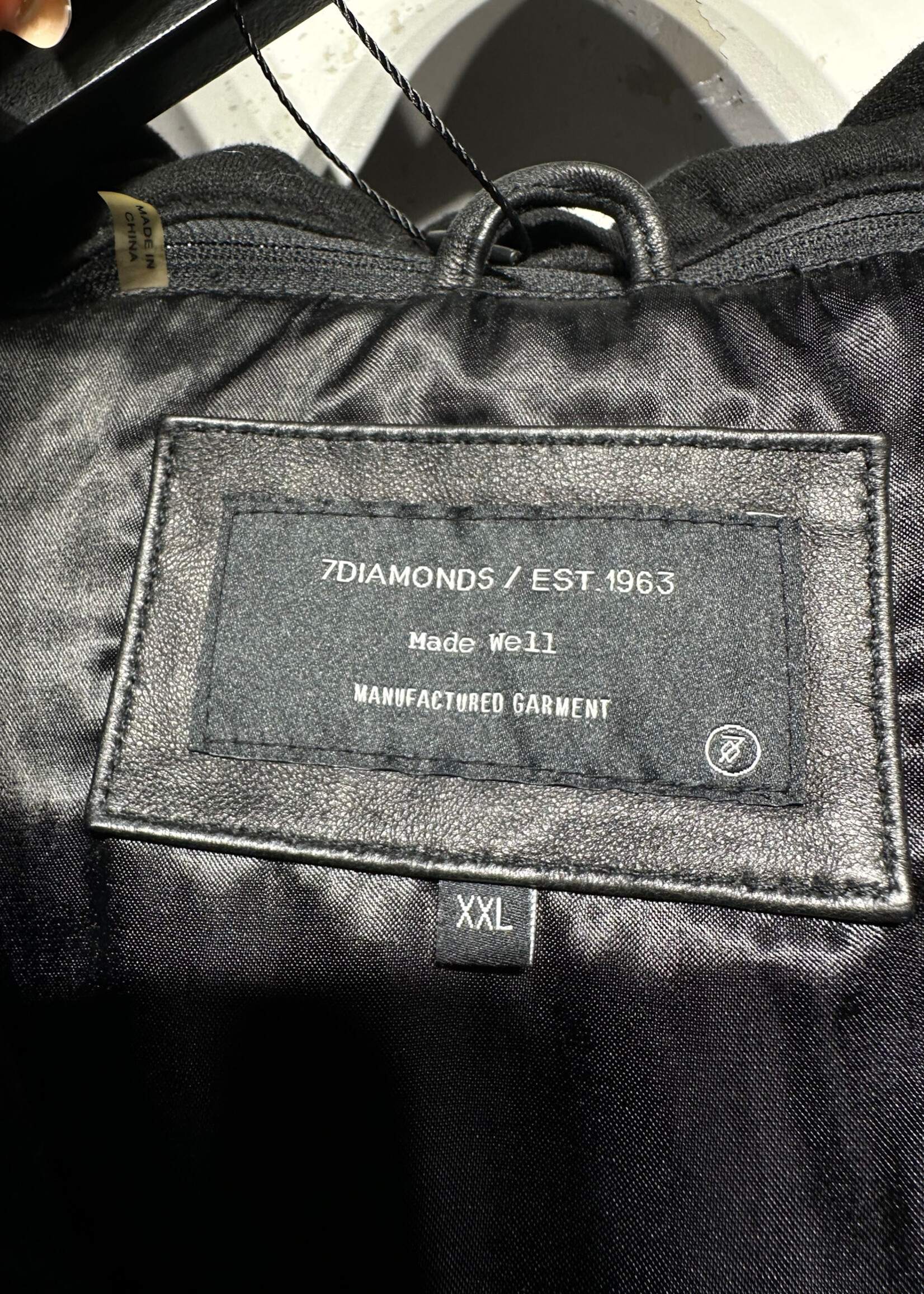 7 Diamonds Hood Layer Leather Jacket XXL