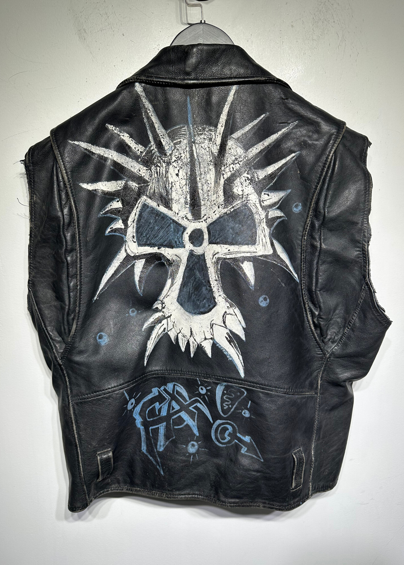 Open Road Cut Off Painted Leather Jacket XL Masc