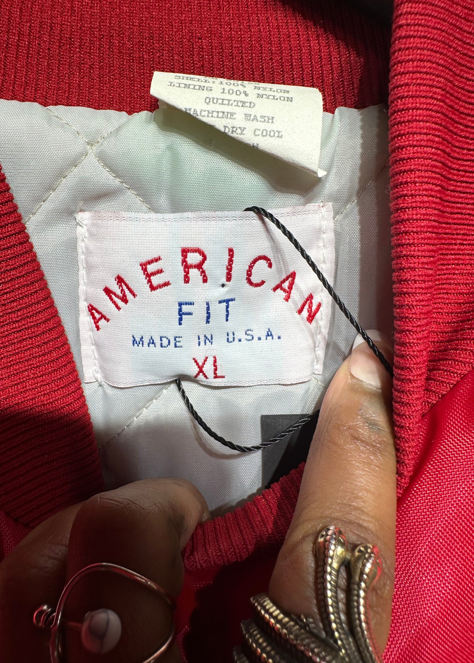 American Fit 77 Red Nylon Bomber Jacket XL