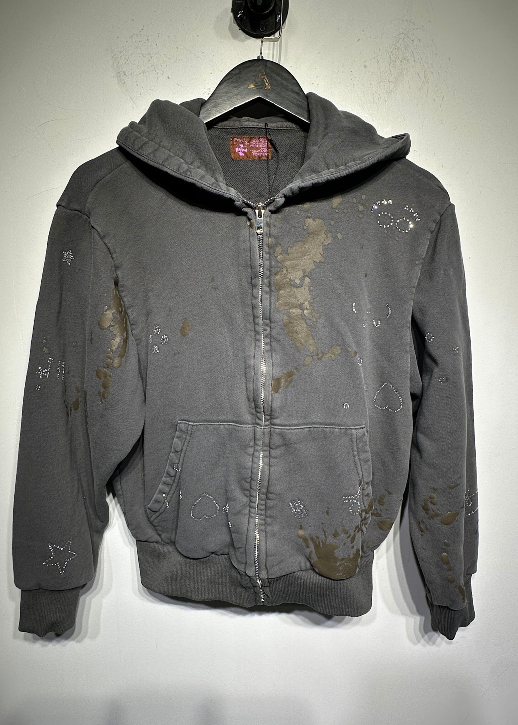 PRAYING GREY RHINESTONE HODDIE S