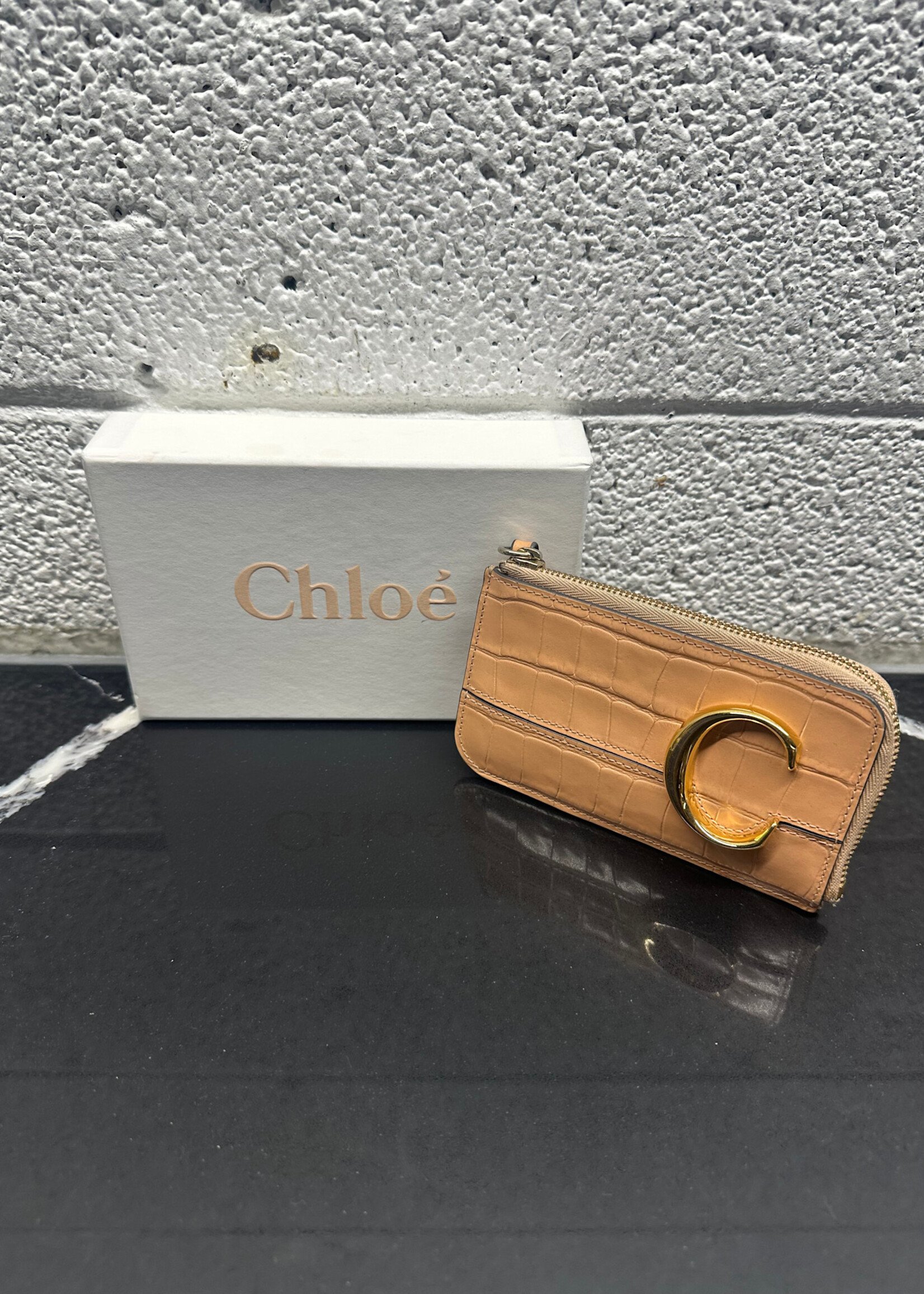 Chloe C Croc Embossed Card Holder