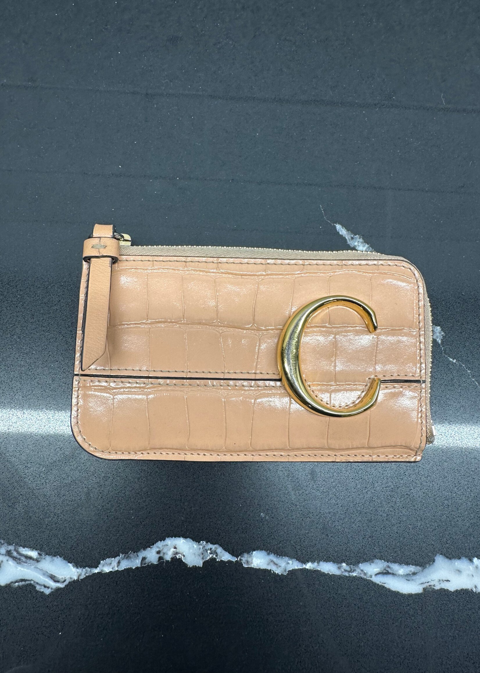 Chloe C Croc Embossed Card Holder