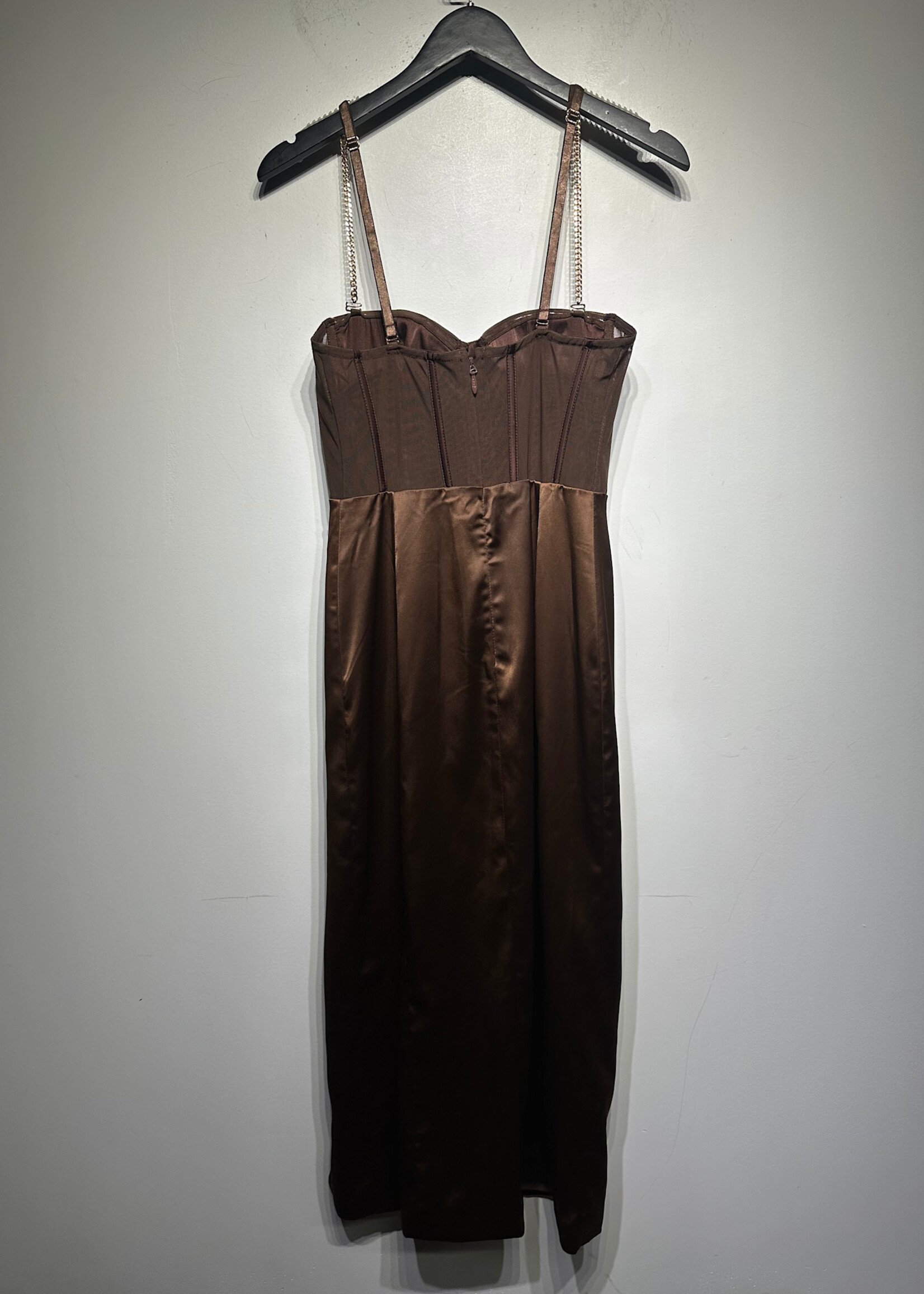 Meshki NWT Talisa Brown Corset Maxi Dress L