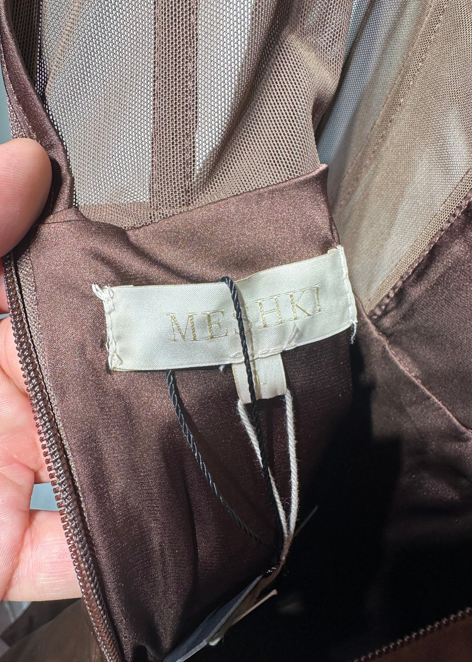 Meshki NWT Talisa Brown Corset Maxi Dress L