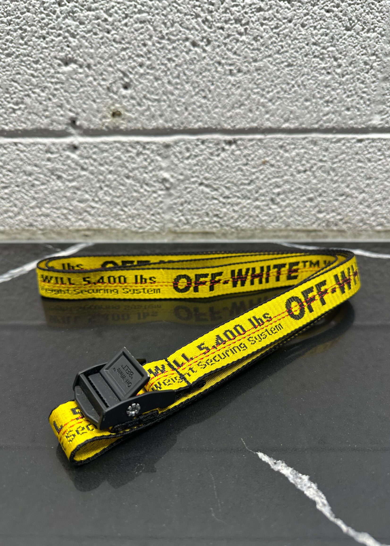Off White Thin Yellow Industrial Belt