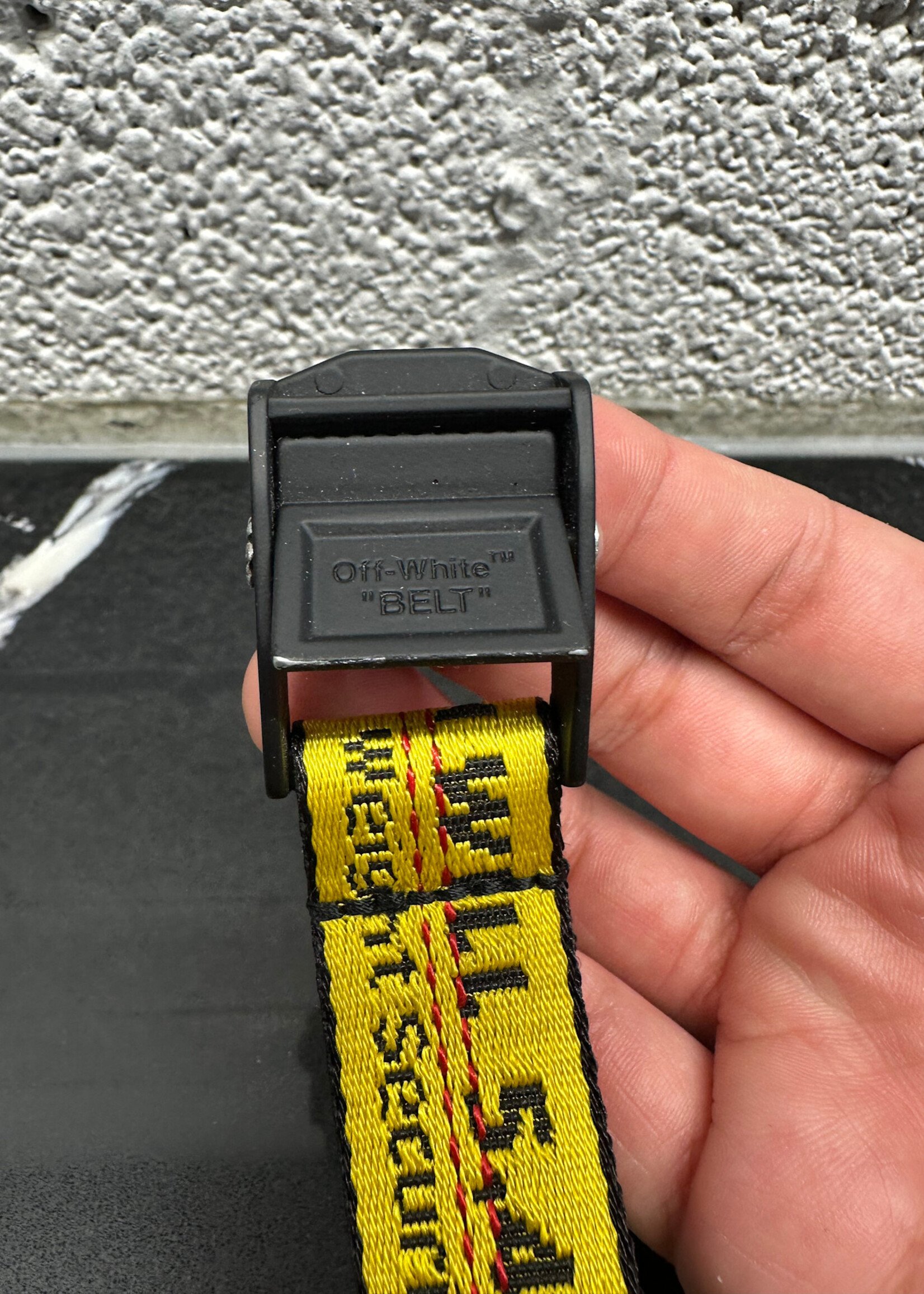 Off White Thin Yellow Industrial Belt
