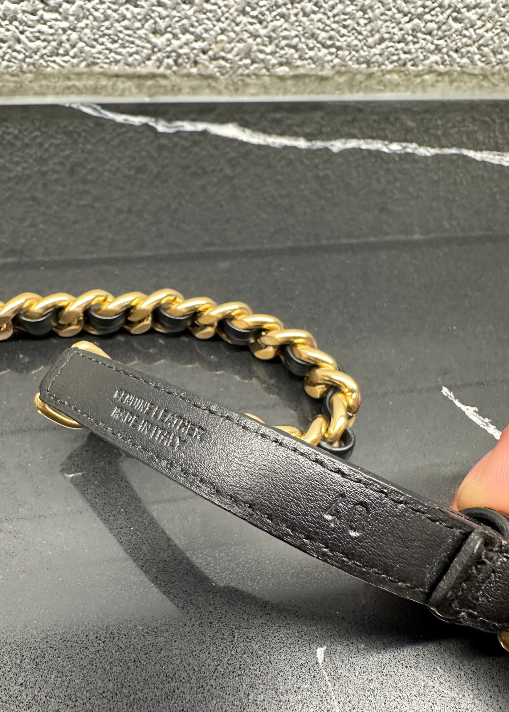 Moschino Gold Black Thin Chain Belt