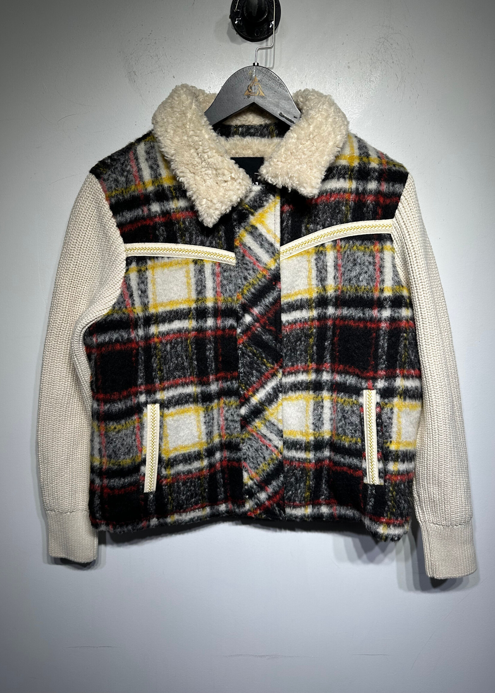 Desigual Wool Plaid Knit Jacket Fem XL
