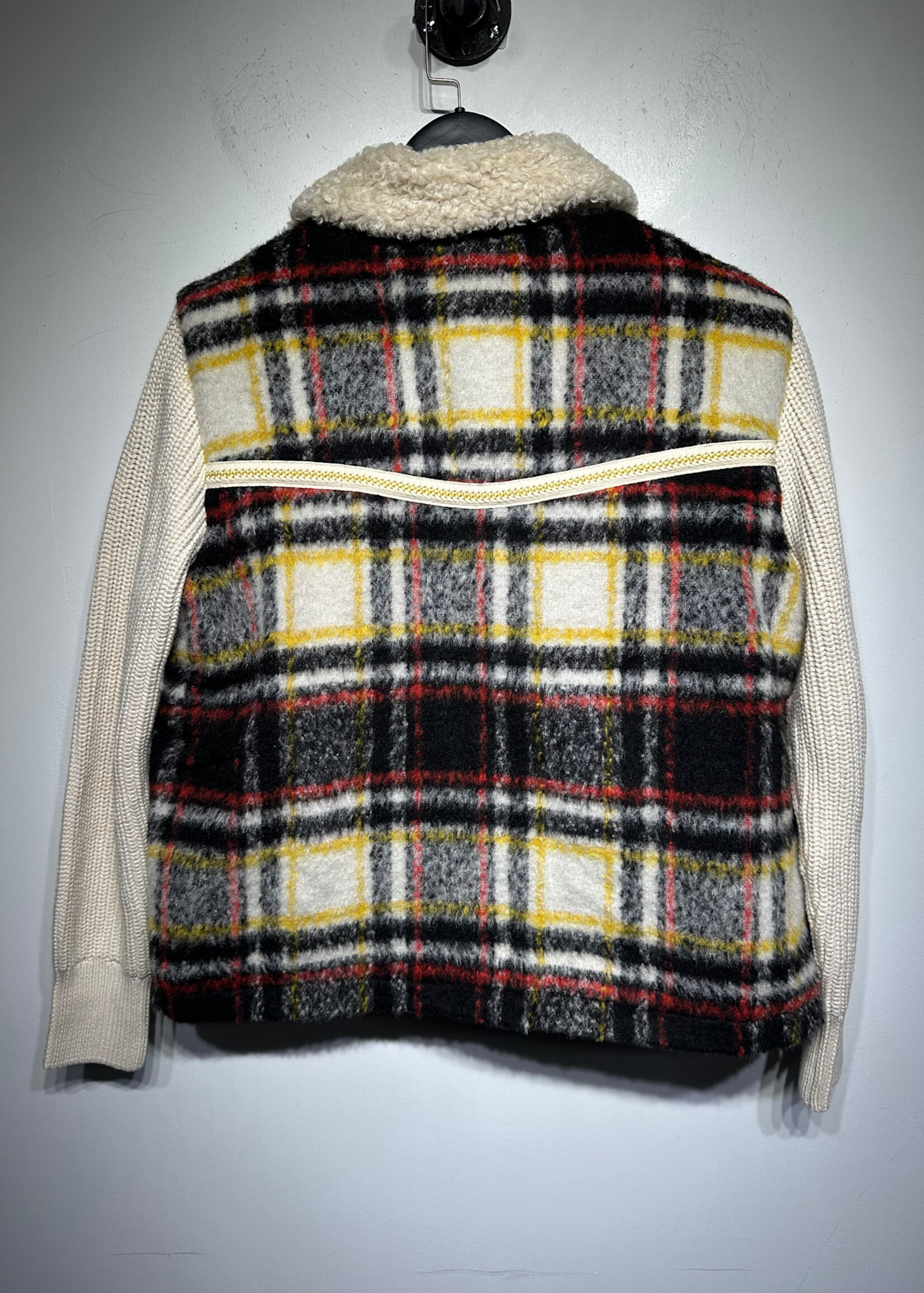 Desigual Wool Plaid Knit Jacket Fem XL