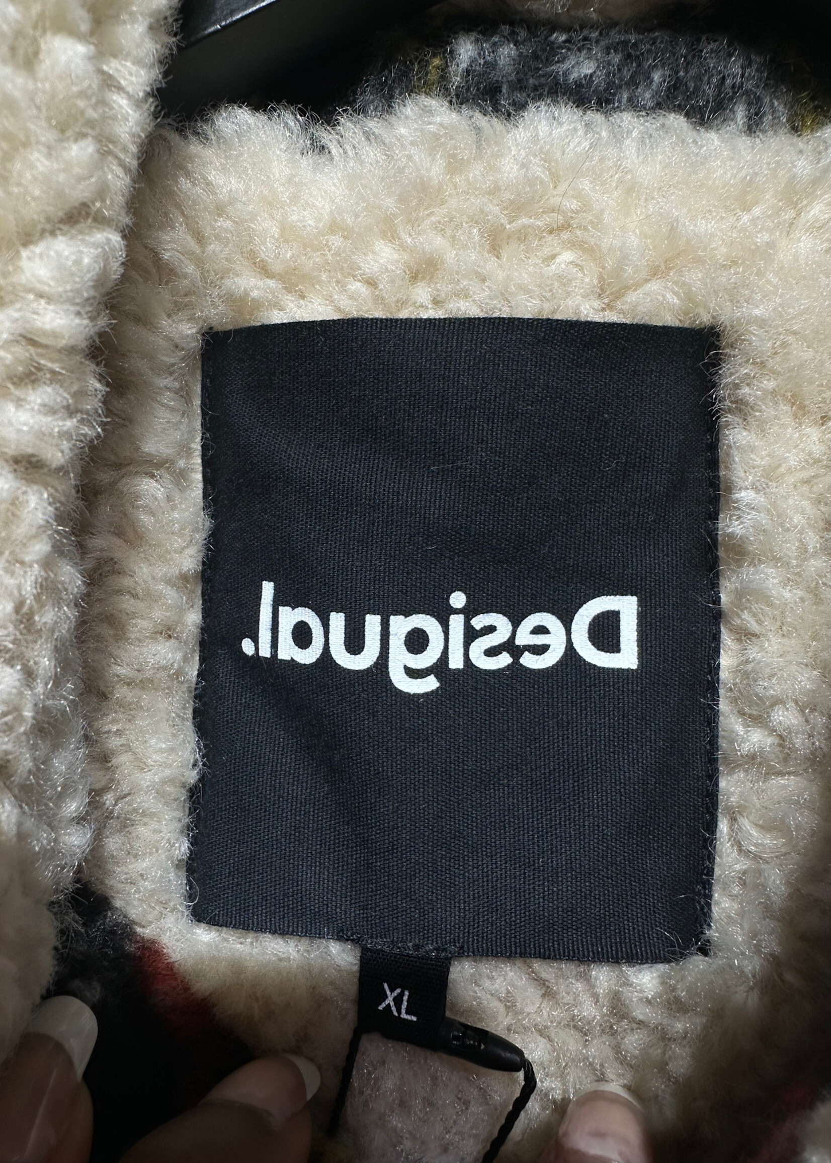 Desigual Wool Plaid Knit Jacket Fem XL