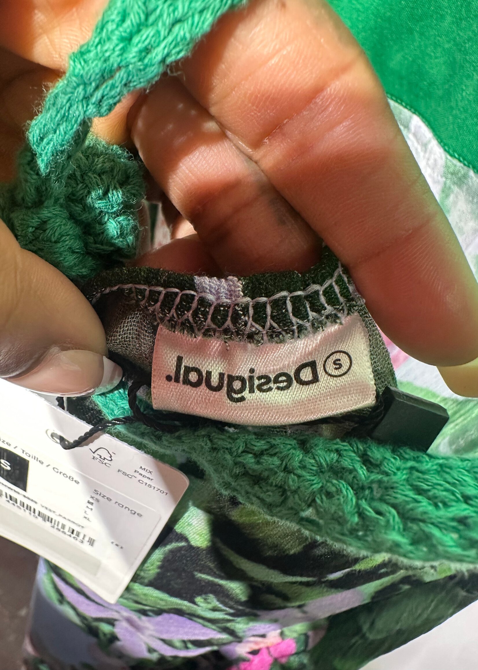 Desigual NWT Green Crochet Top Dress S