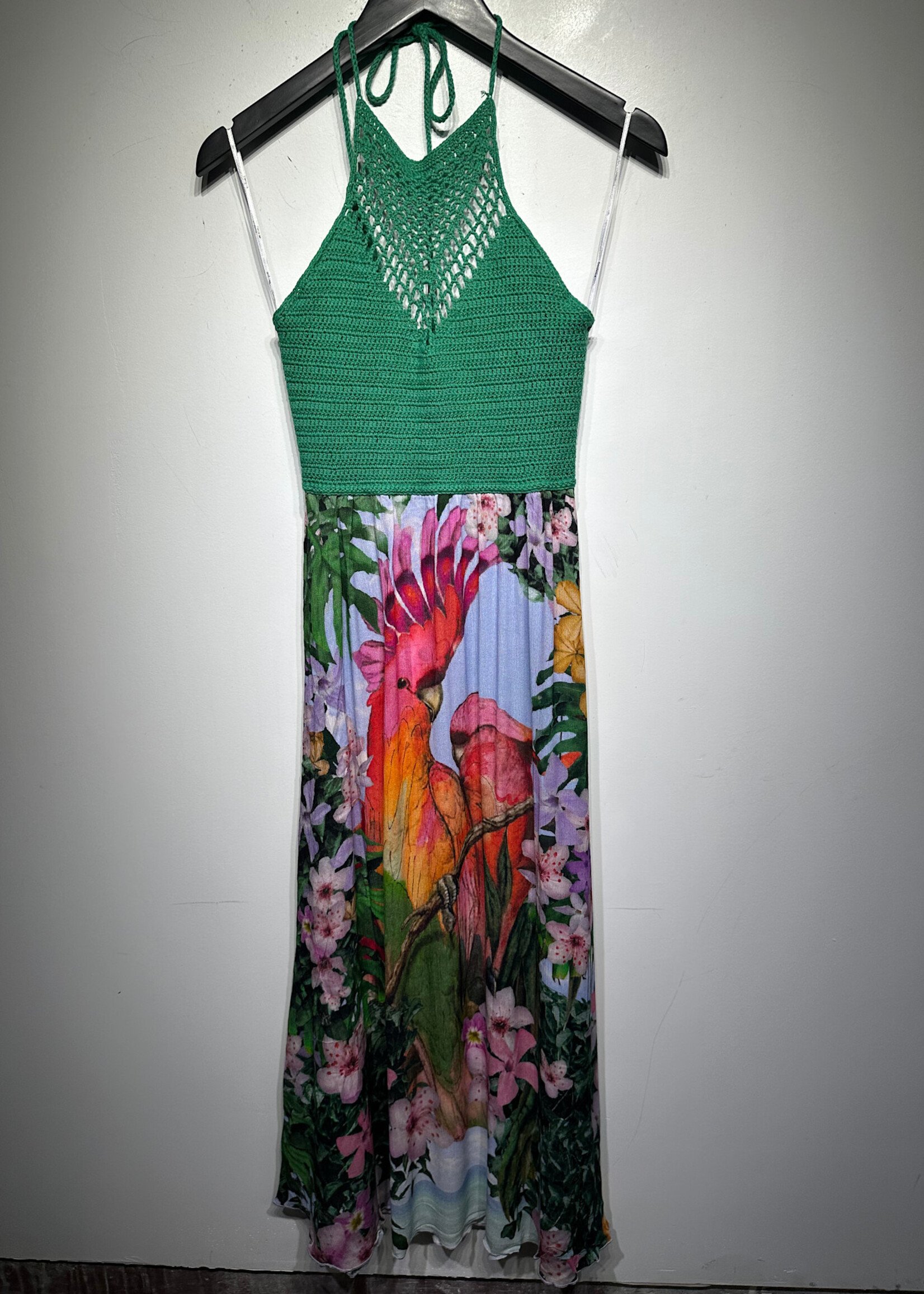Desigual NWT Green Crochet Top Dress S