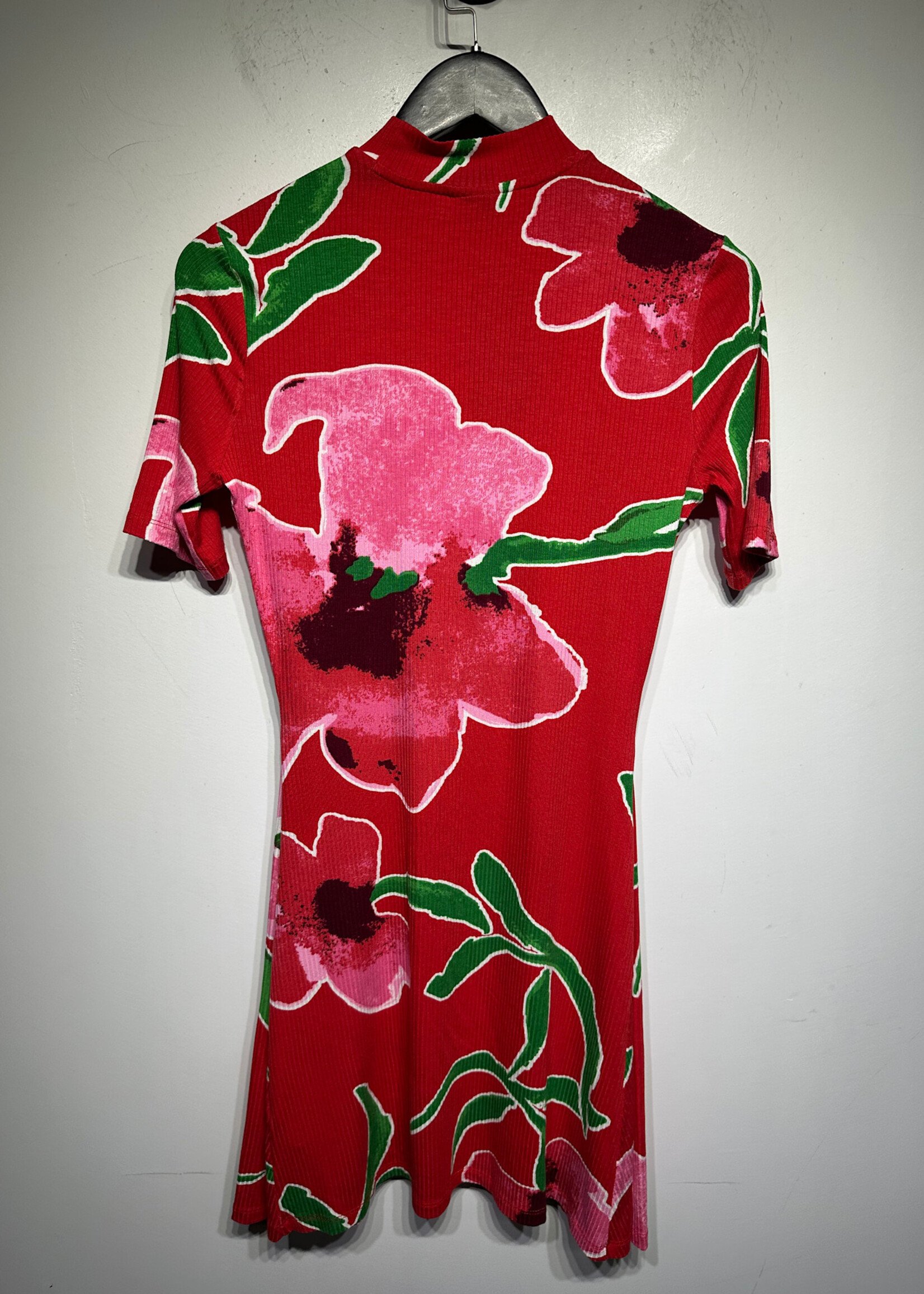 Desigual Red Asbtract Floral SS Dress M