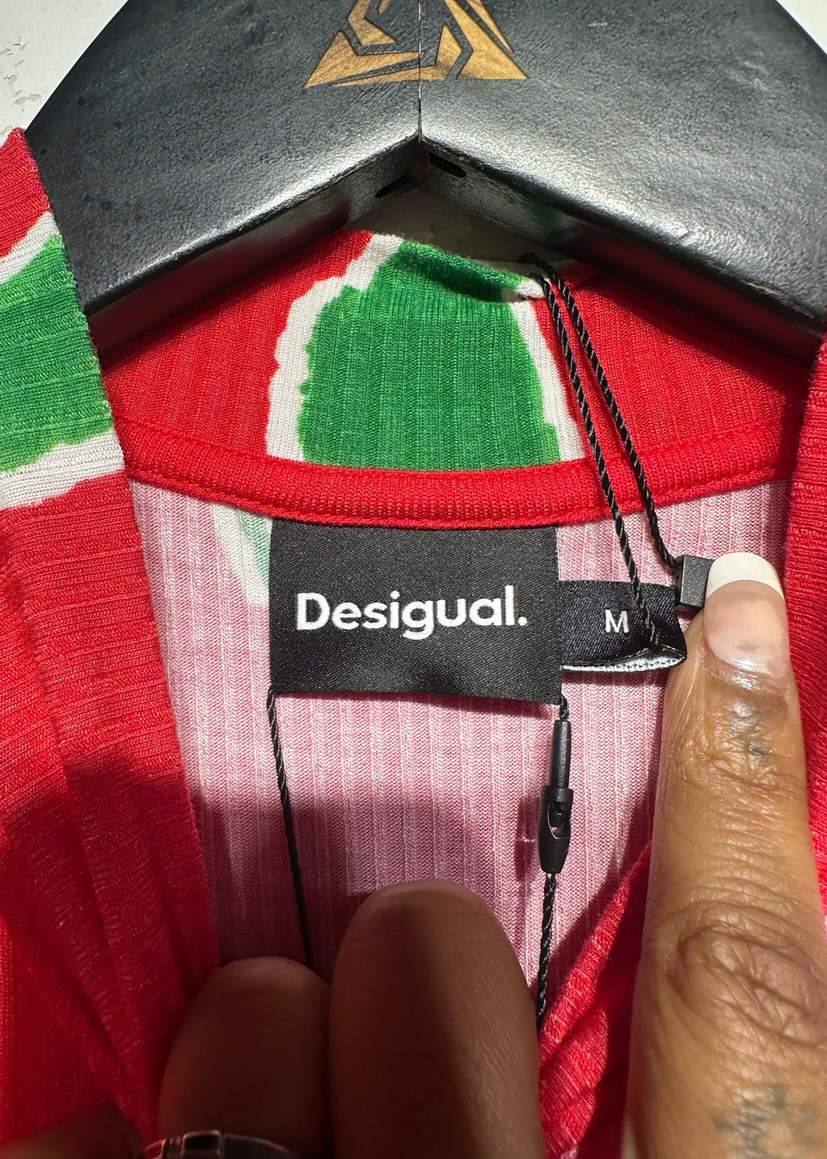 Desigual Red Asbtract Floral SS Dress M