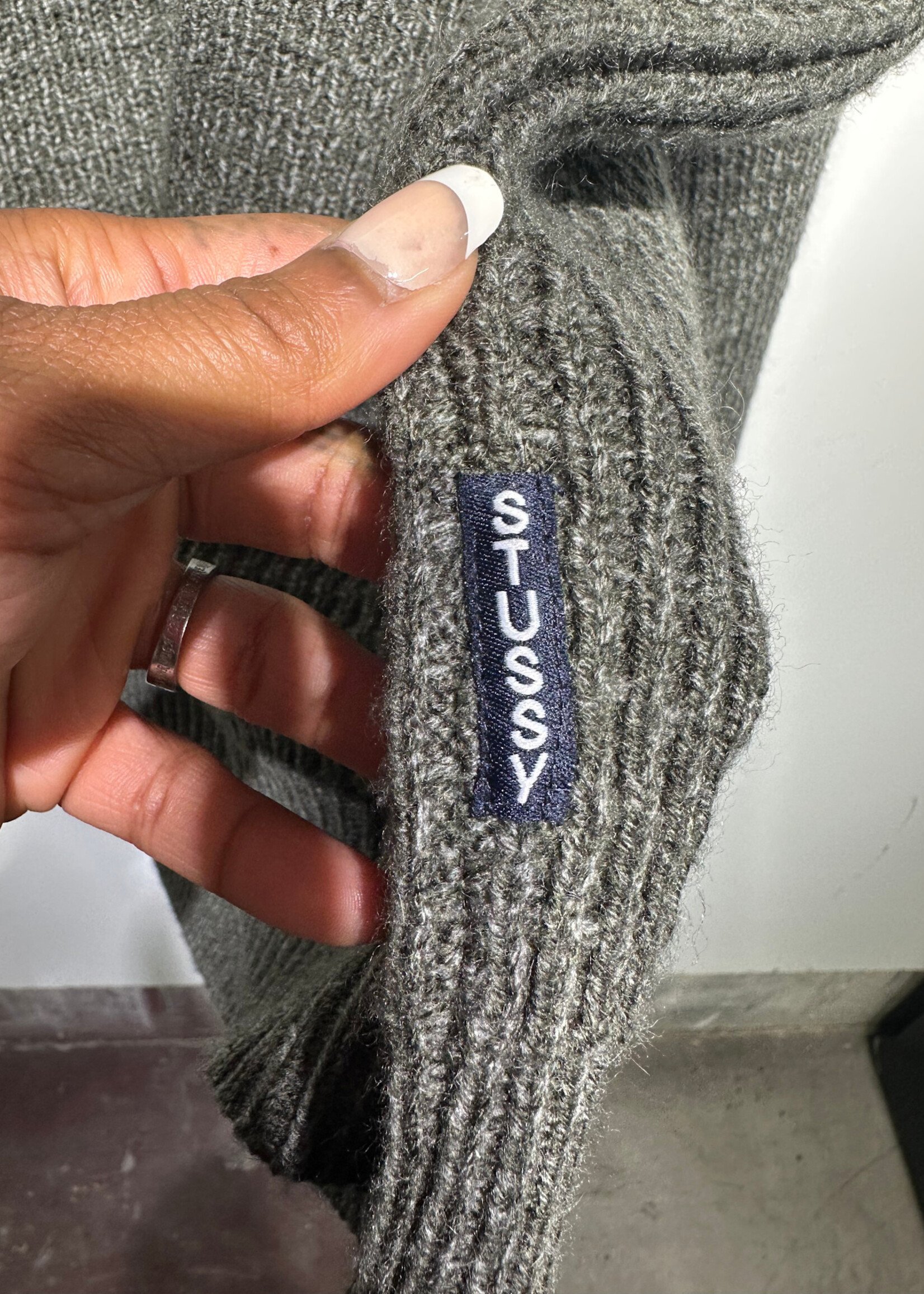 Stussy Green Striped Knit Sweater XL