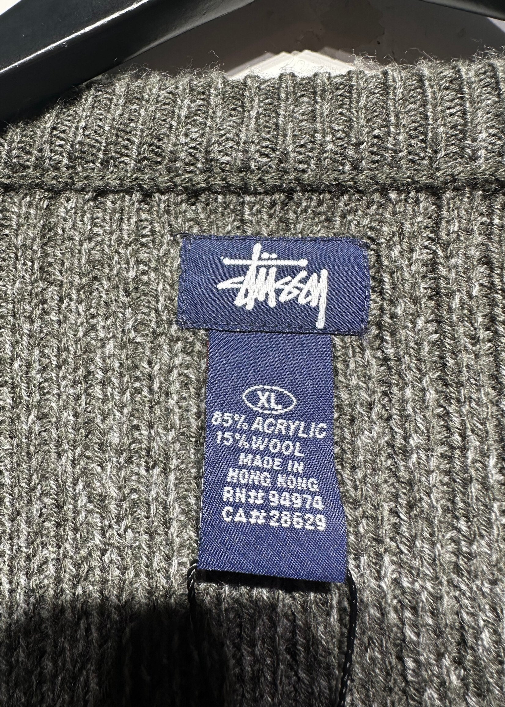 Stussy Green Striped Knit Sweater XL