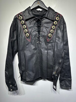 Vintage Black Leather Lace Up Overshirt Masc L
