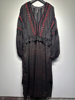 Free People Black LS Peplum Bohemian Dress L