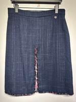 Chanel Vintage Tweed Silk Pleated Midi Skirt 44/31"