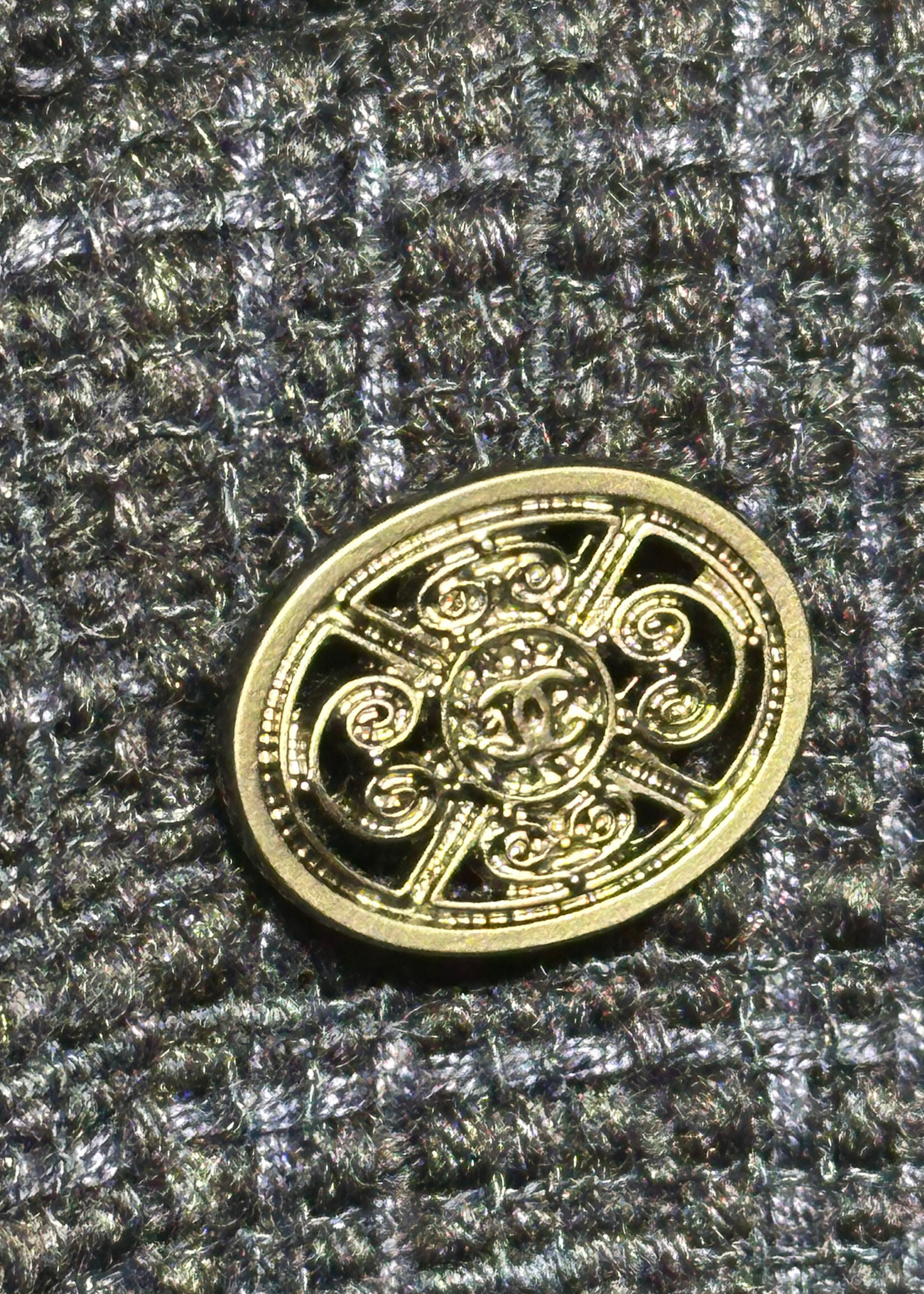 Chanel Vintage Tweed Silk Pleated Midi Skirt 44/31"