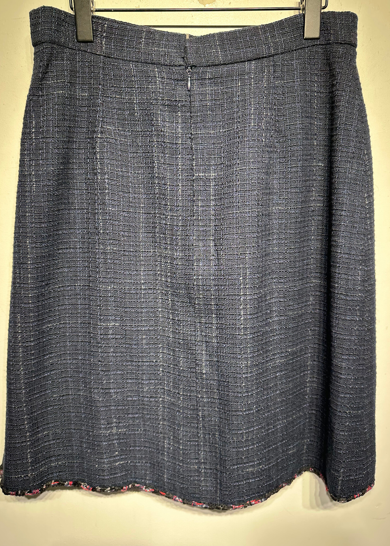 Chanel Vintage Tweed Silk Pleated Midi Skirt 44/31"