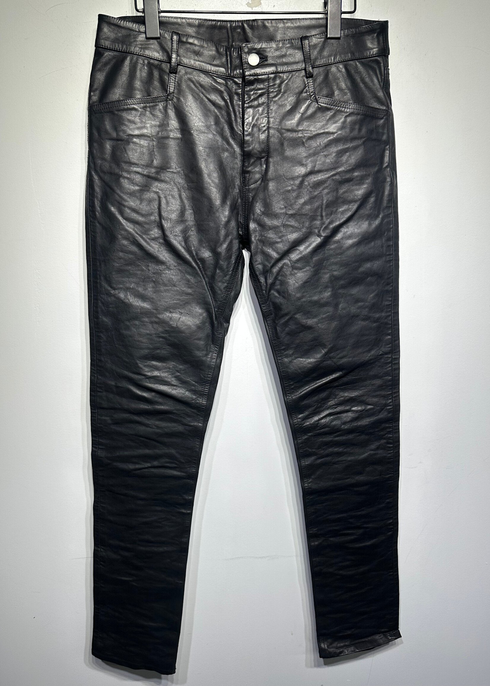 Rick Owens Black Leather Pants 32"