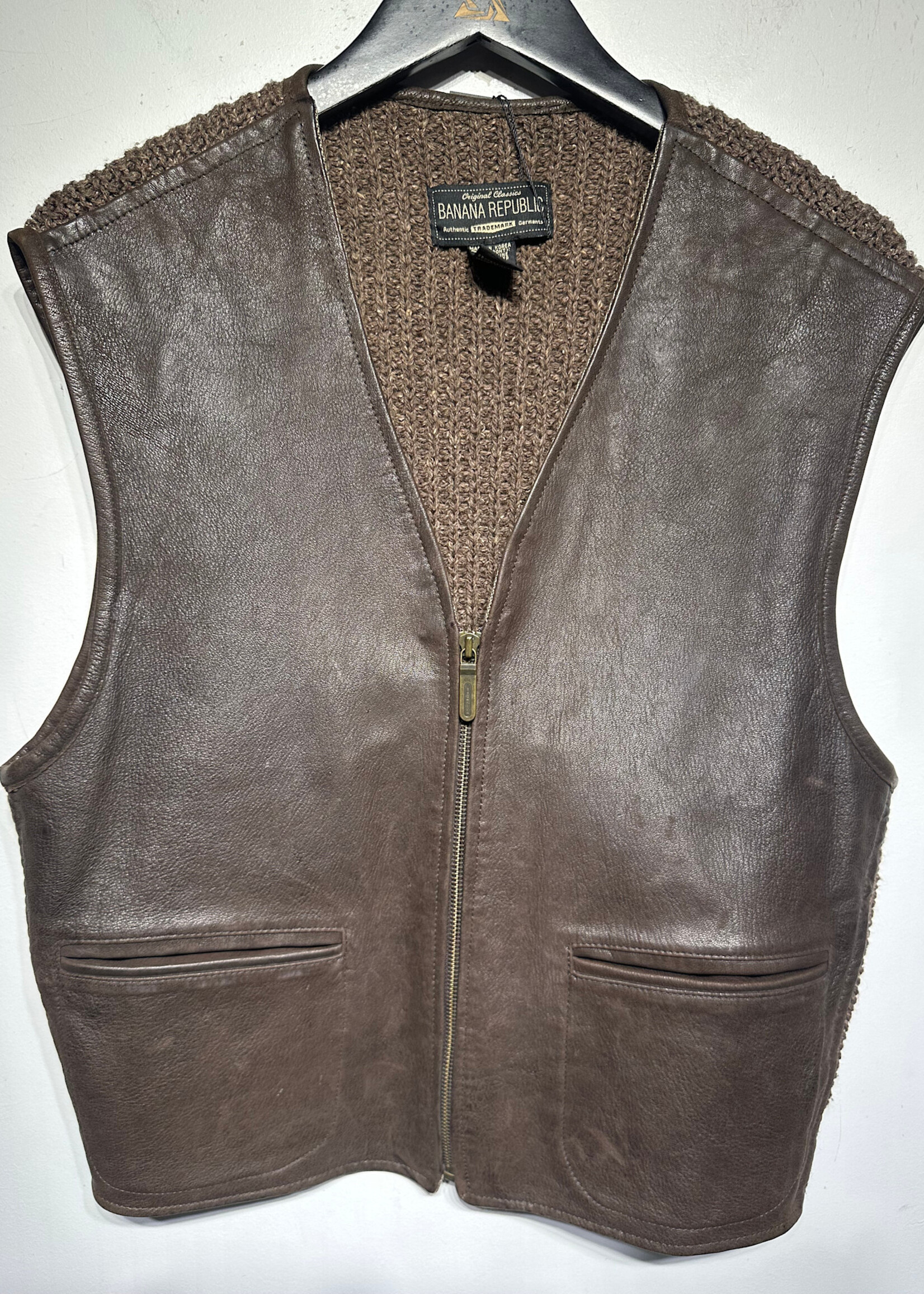 Banana Republic Vintage Leather/Knit Vest S