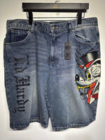 Ed Hardy NWT Wolf Old English Logo Jorts Masc 38"