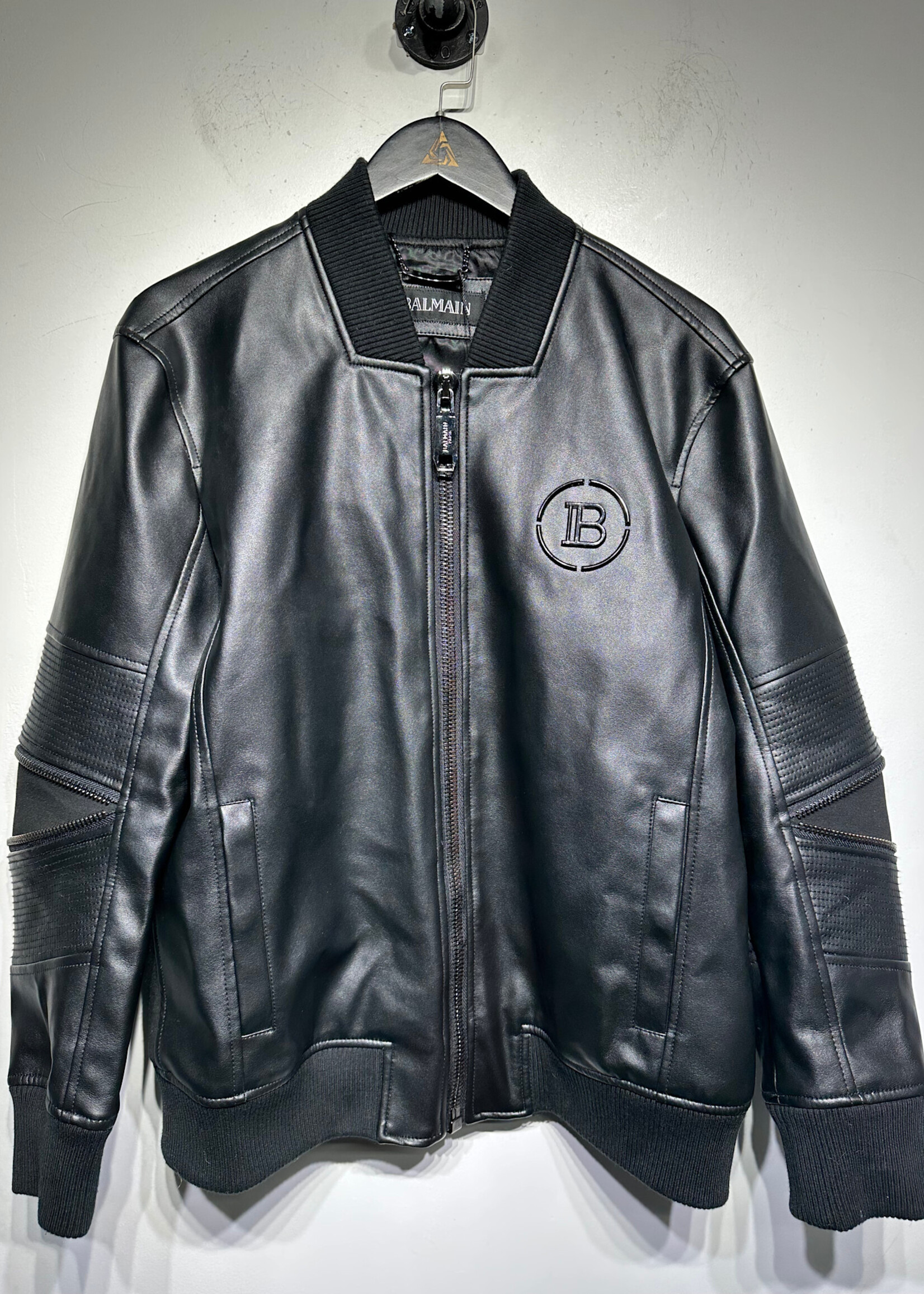 Balmain Faux Leather Bomber Jacket 50/L
