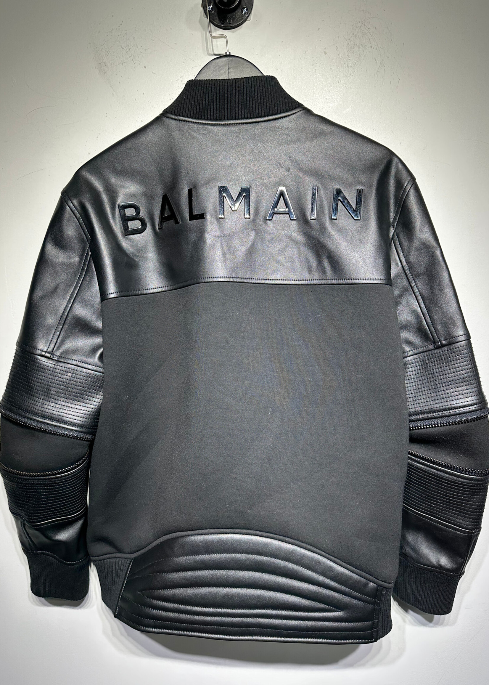 Balmain Faux Leather Bomber Jacket 50/L