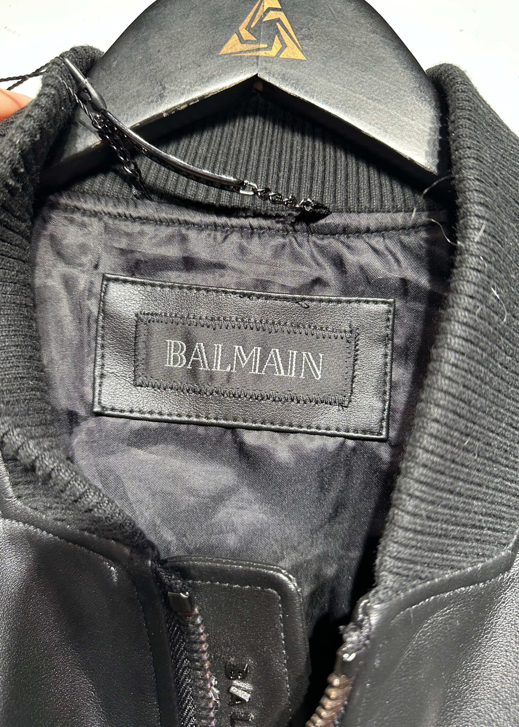 Balmain Faux Leather Bomber Jacket 50/L