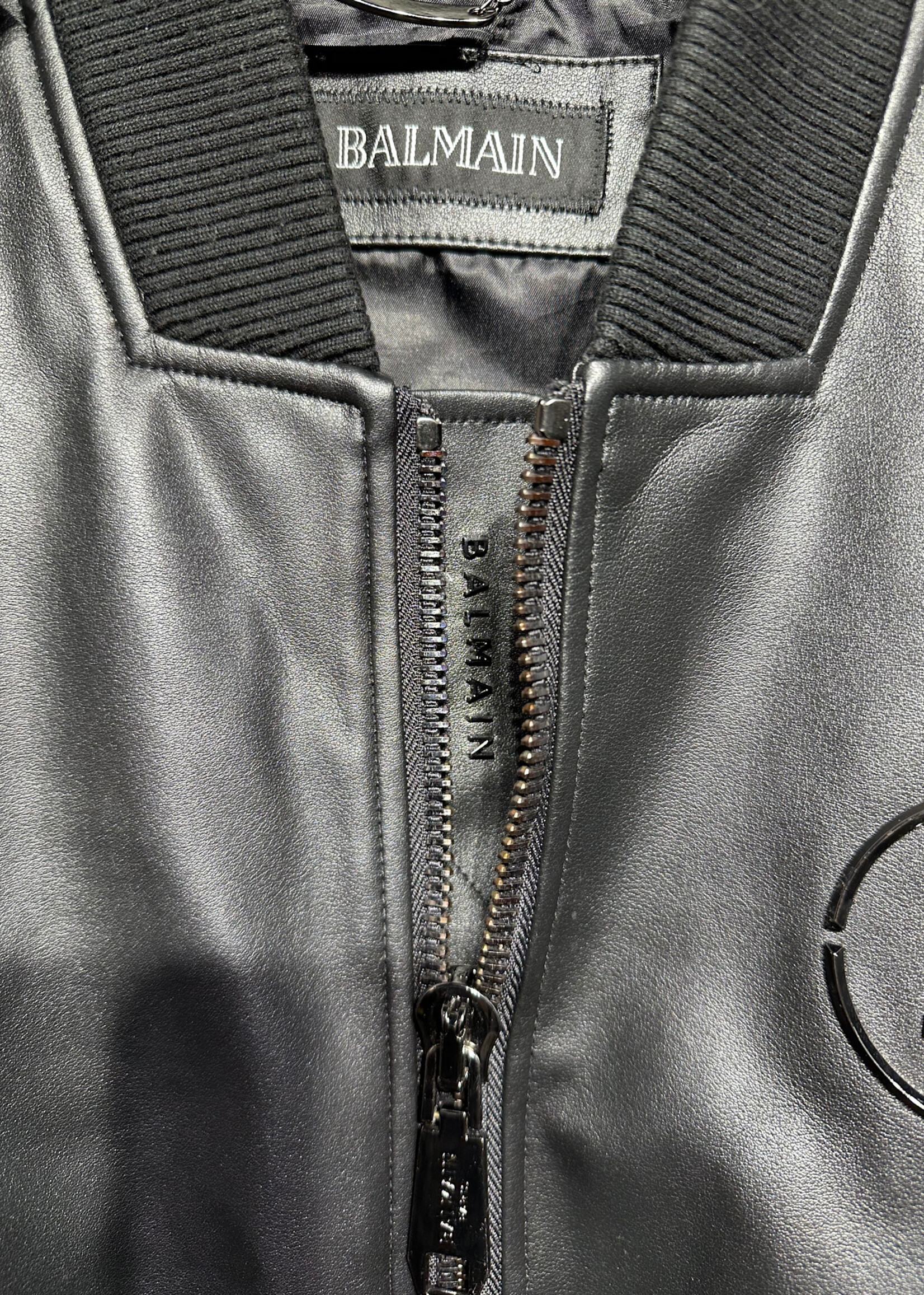 Balmain Faux Leather Bomber Jacket 50/L