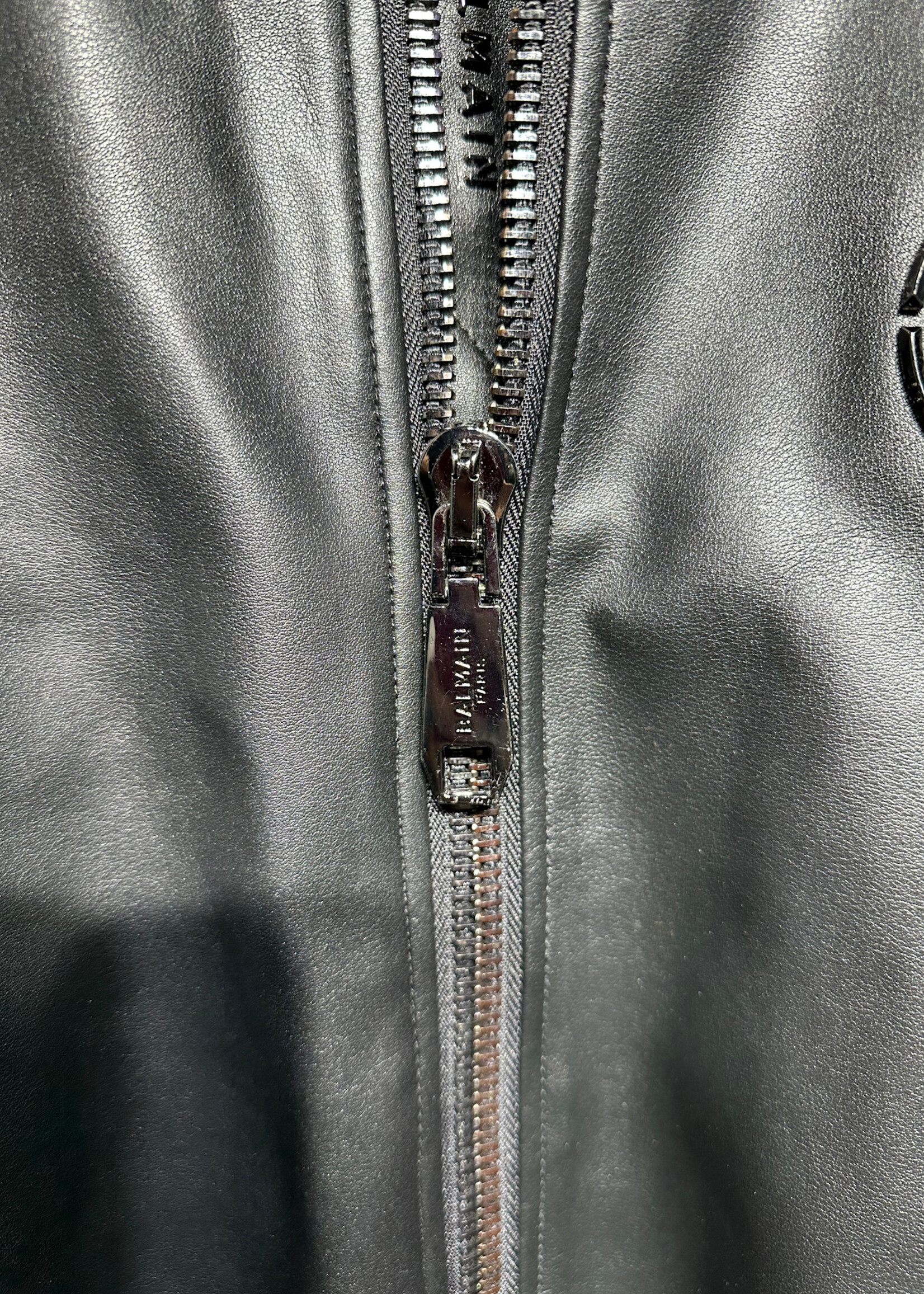 Balmain Faux Leather Bomber Jacket 50/L