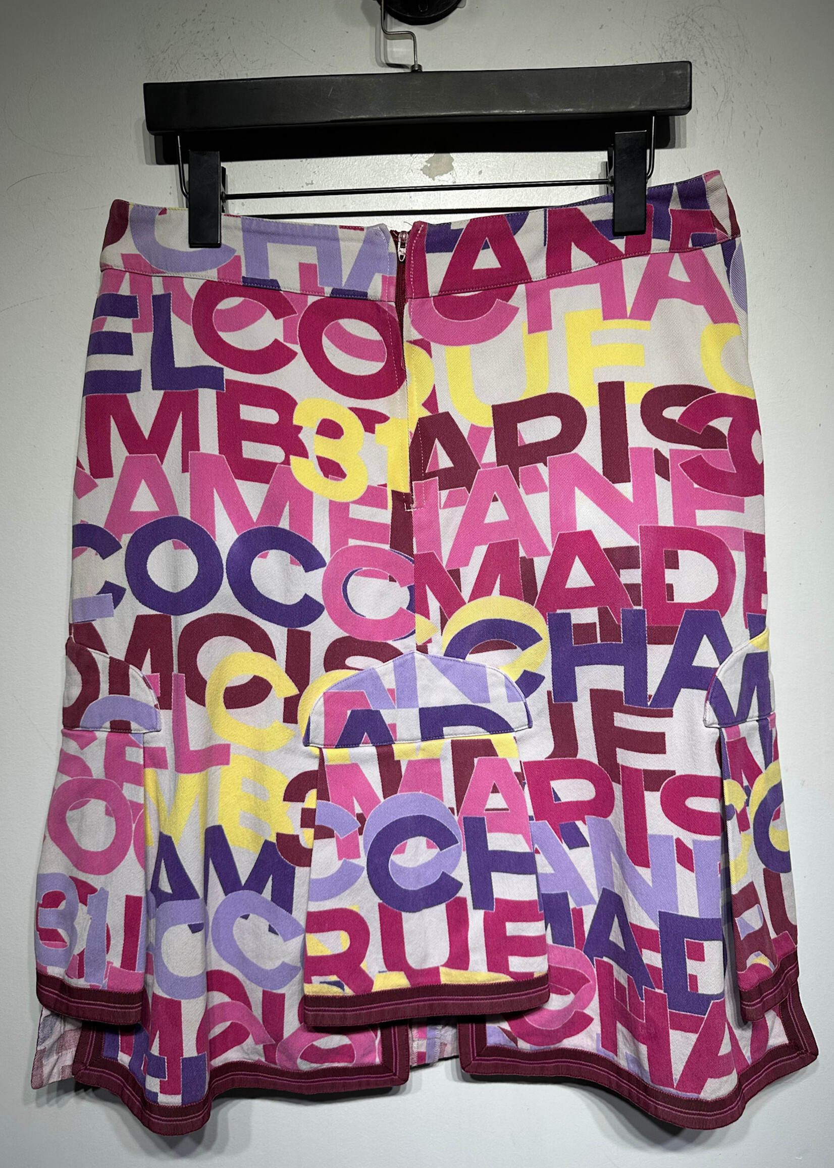 Chanel 2000 Printed Midi Skirt 42/30" As Is