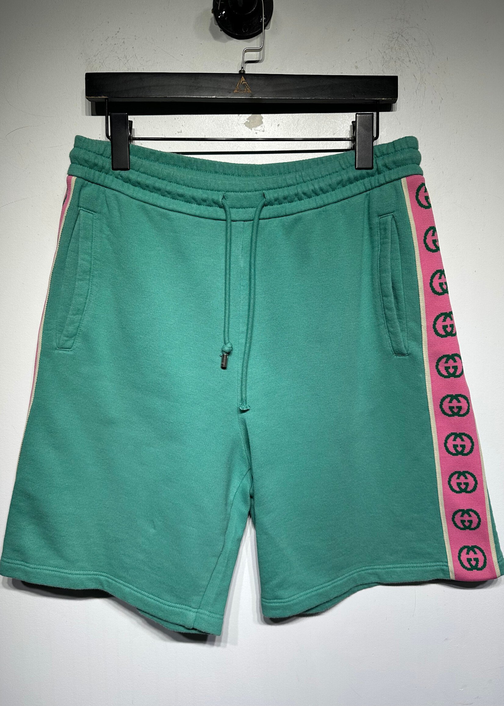 Gucci Teal/Pink Stretch Shorts As Is M/32"