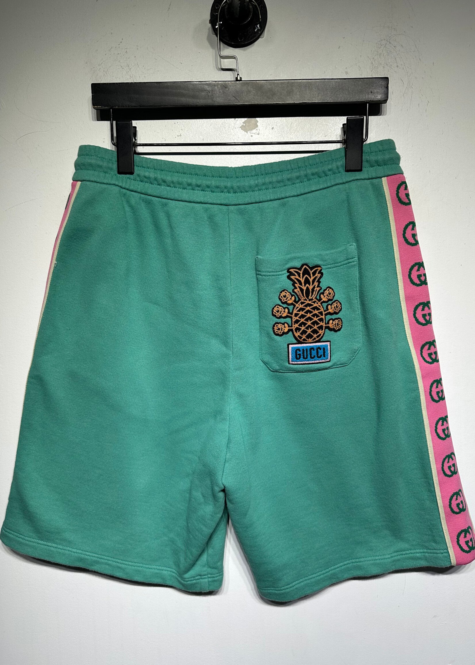 Gucci Teal/Pink Stretch Shorts As Is M/32"