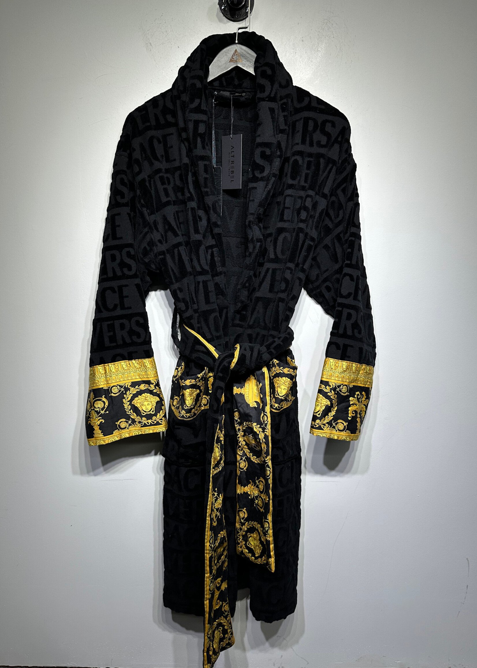 NWT Versace Black Robe L