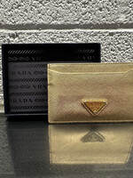 Prada Gold Saffiano Card Holder
