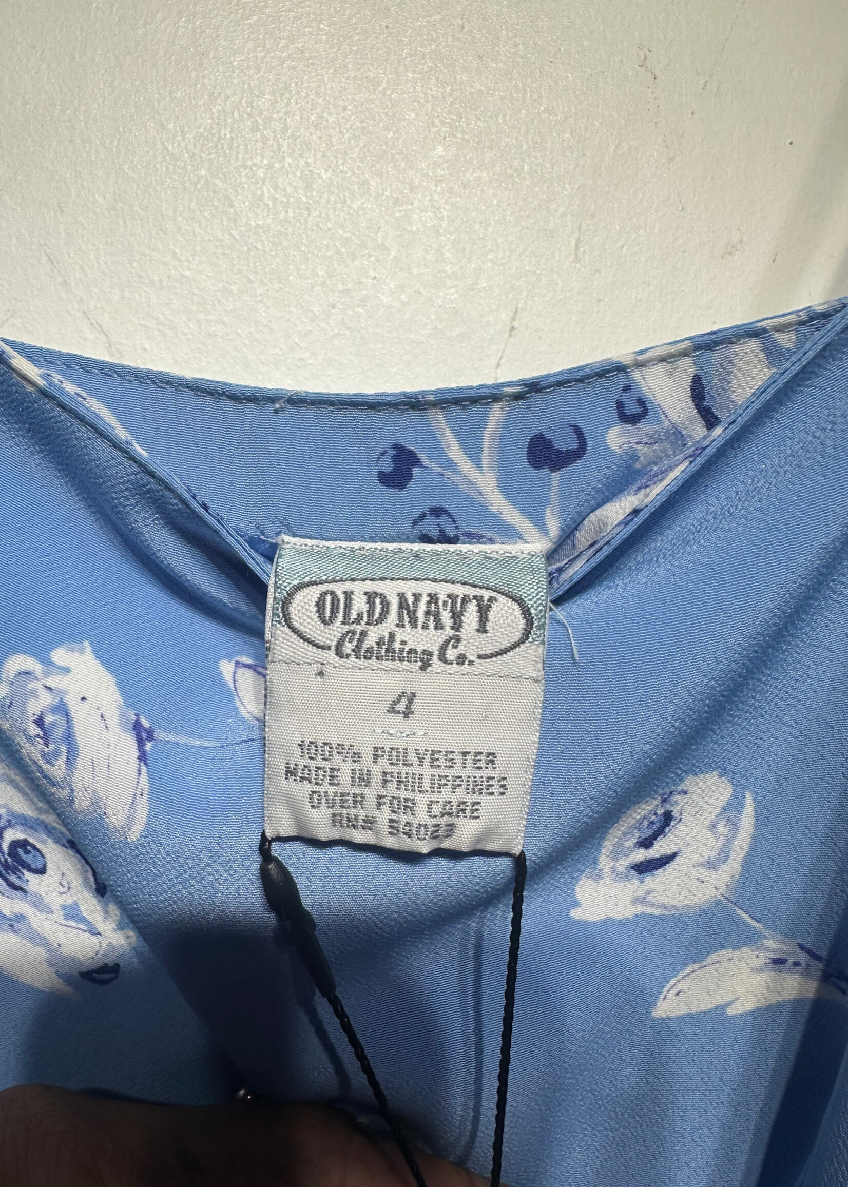 Old Navy Light Blue Floral Tank Dress 4/S