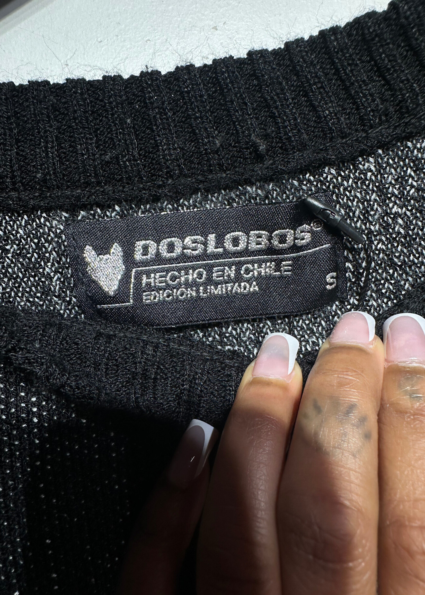 Dos Lobos Black White Crop Sweater Masc S