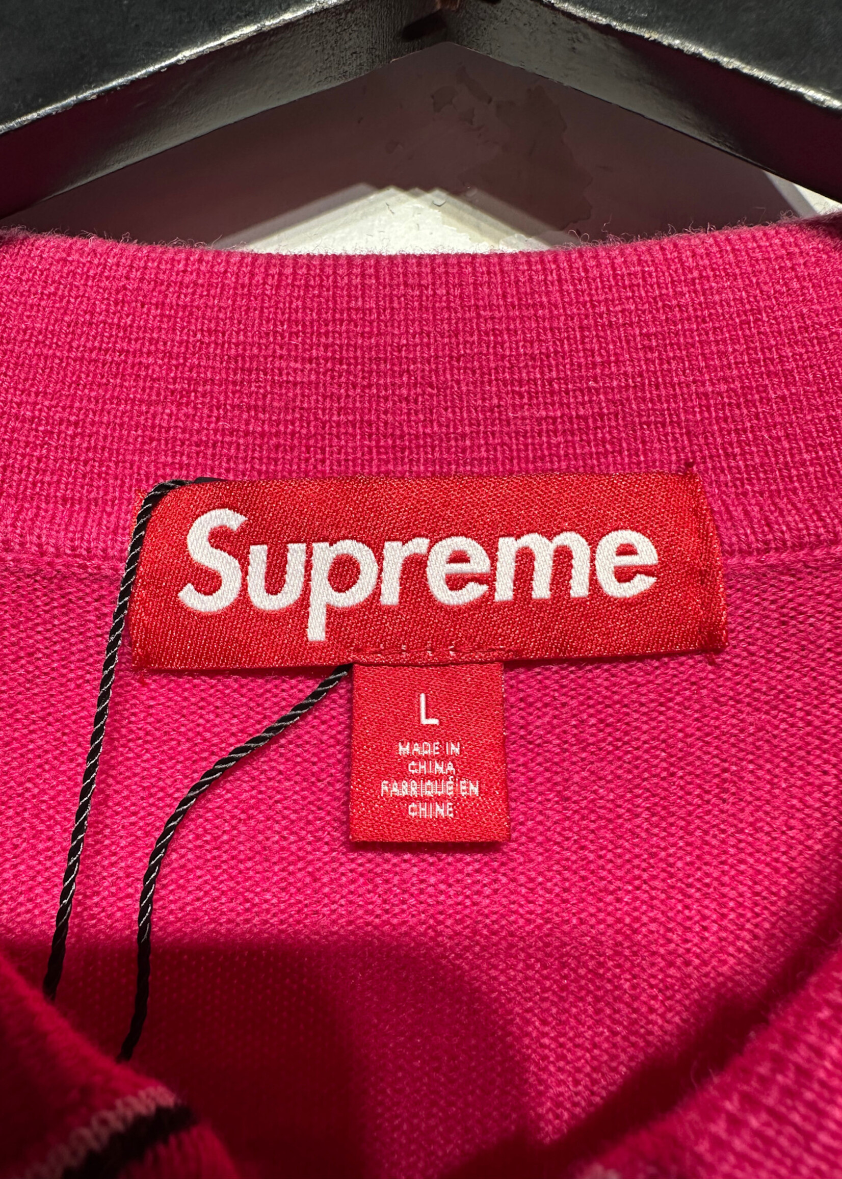 Supreme Hot Pink Button Up Sweater L