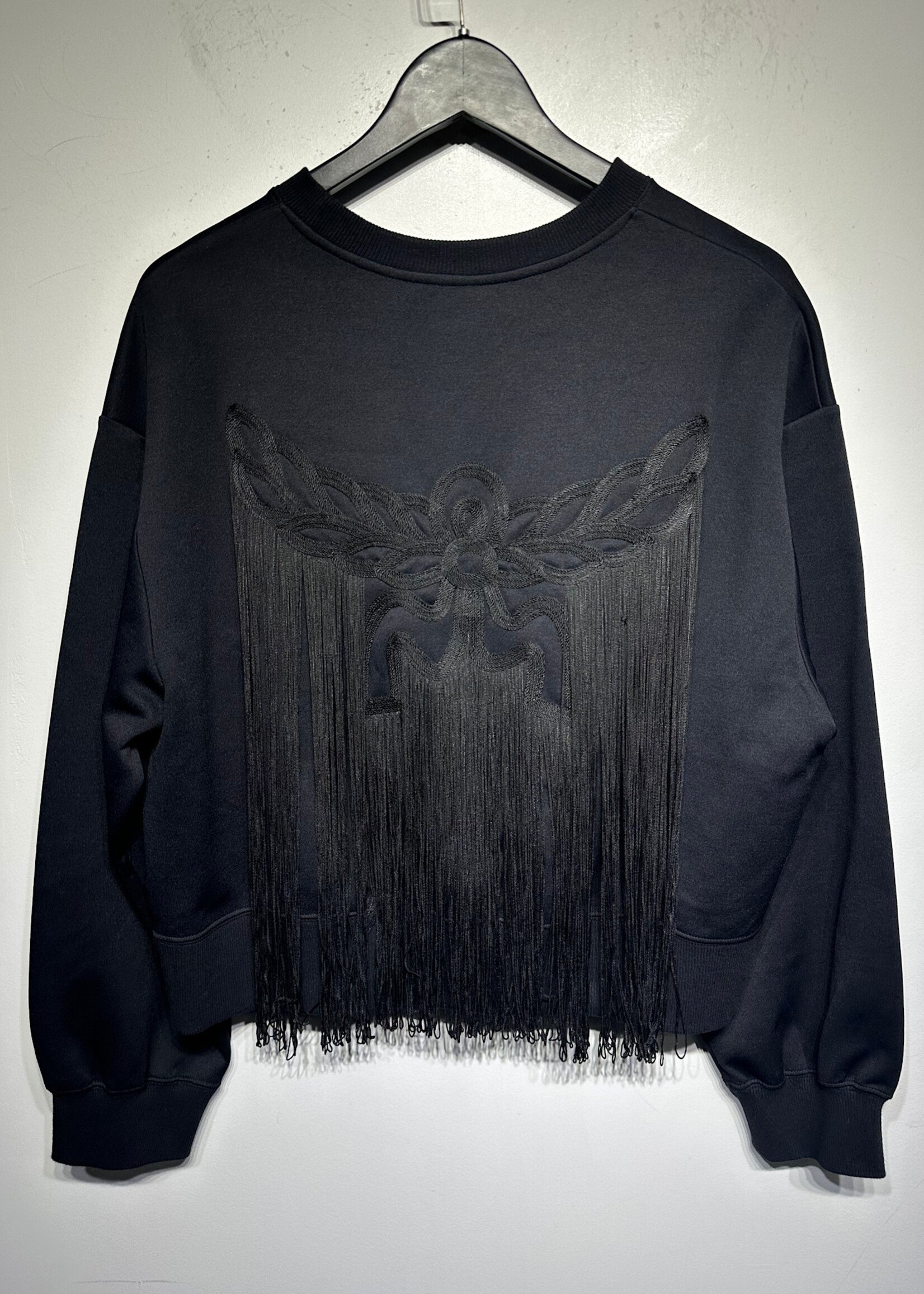 MCM Black Fringe Sweater Fem M