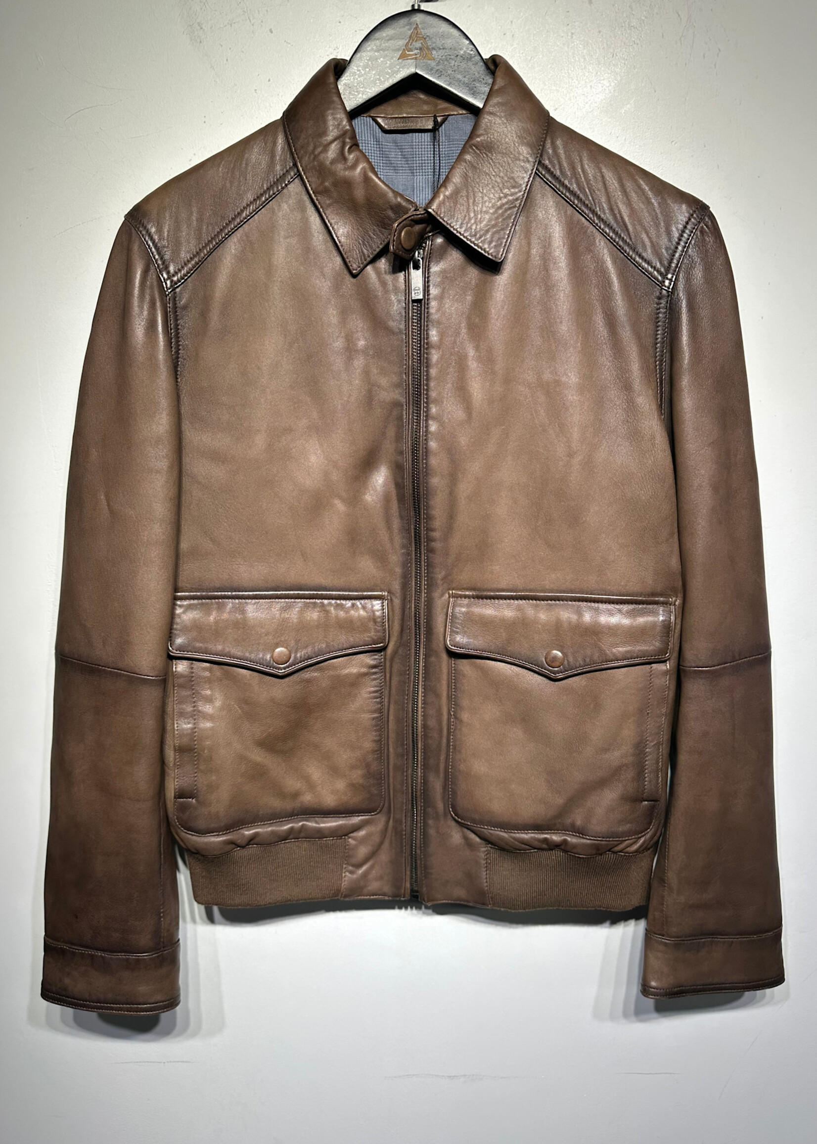 Massimo Dutti Brown Leather Jacket M