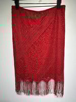 Vintage F21 Red Fringe Knit Skirt 29