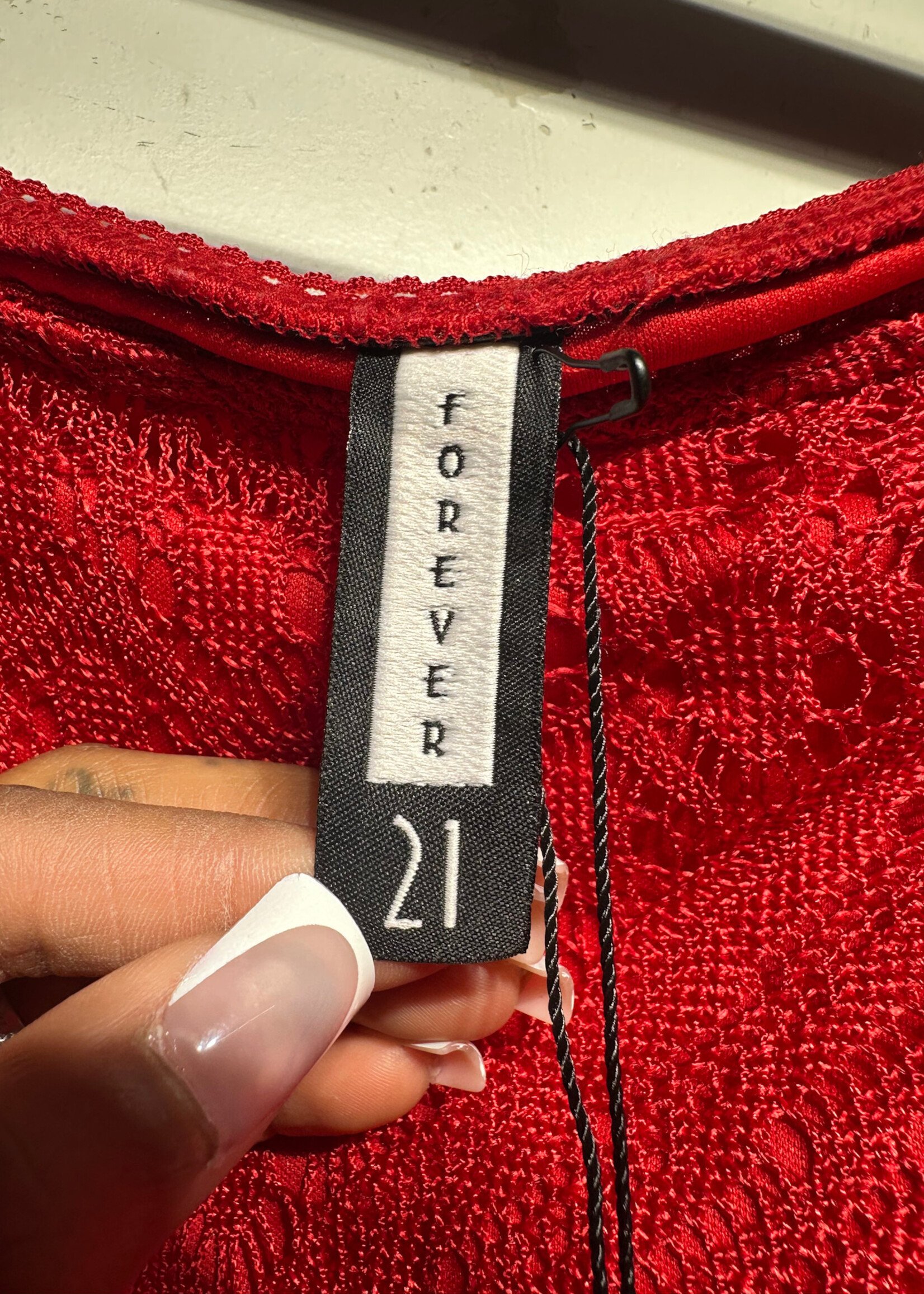 Vintage F21 Red Fringe Knit Skirt 29