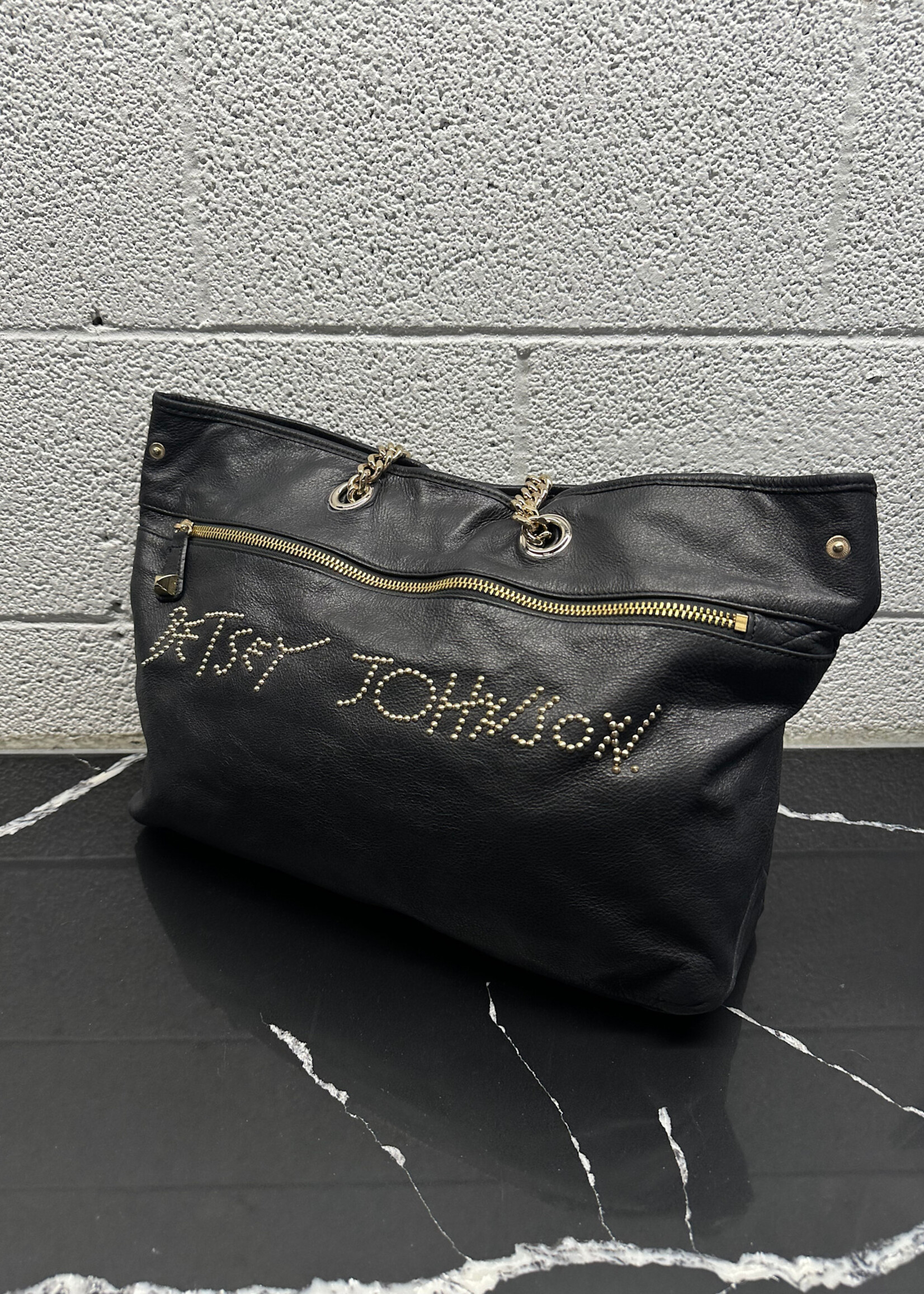 BETSEY JOHNSON BLACK GOLD STUDDED BAG