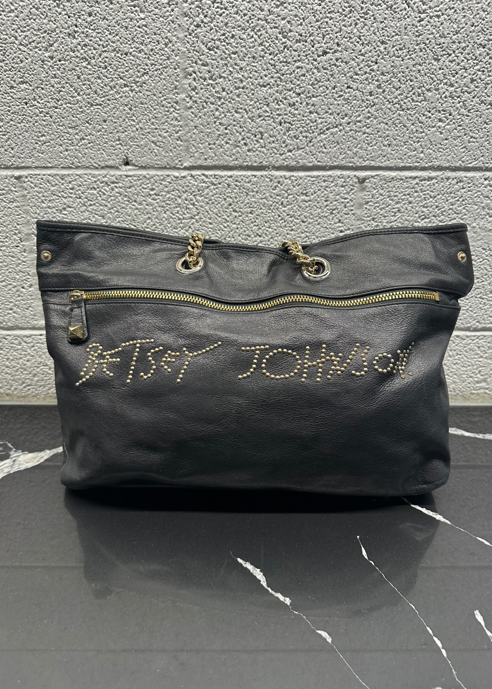 BETSEY JOHNSON BLACK GOLD STUDDED BAG