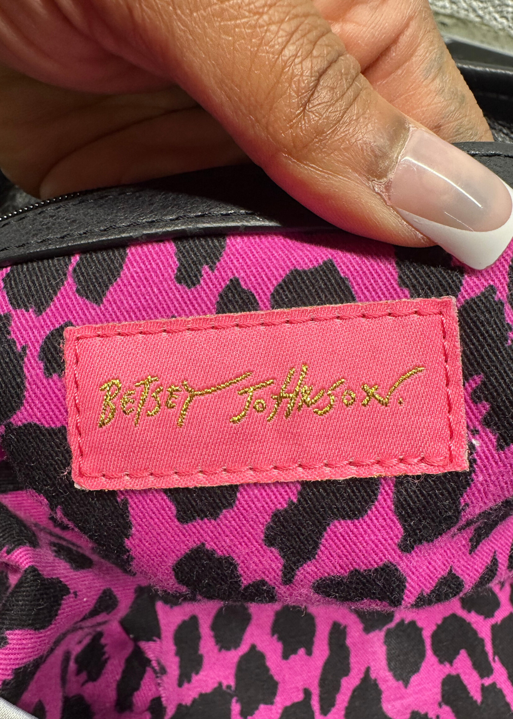 BETSEY JOHNSON BLACK GOLD STUDDED BAG