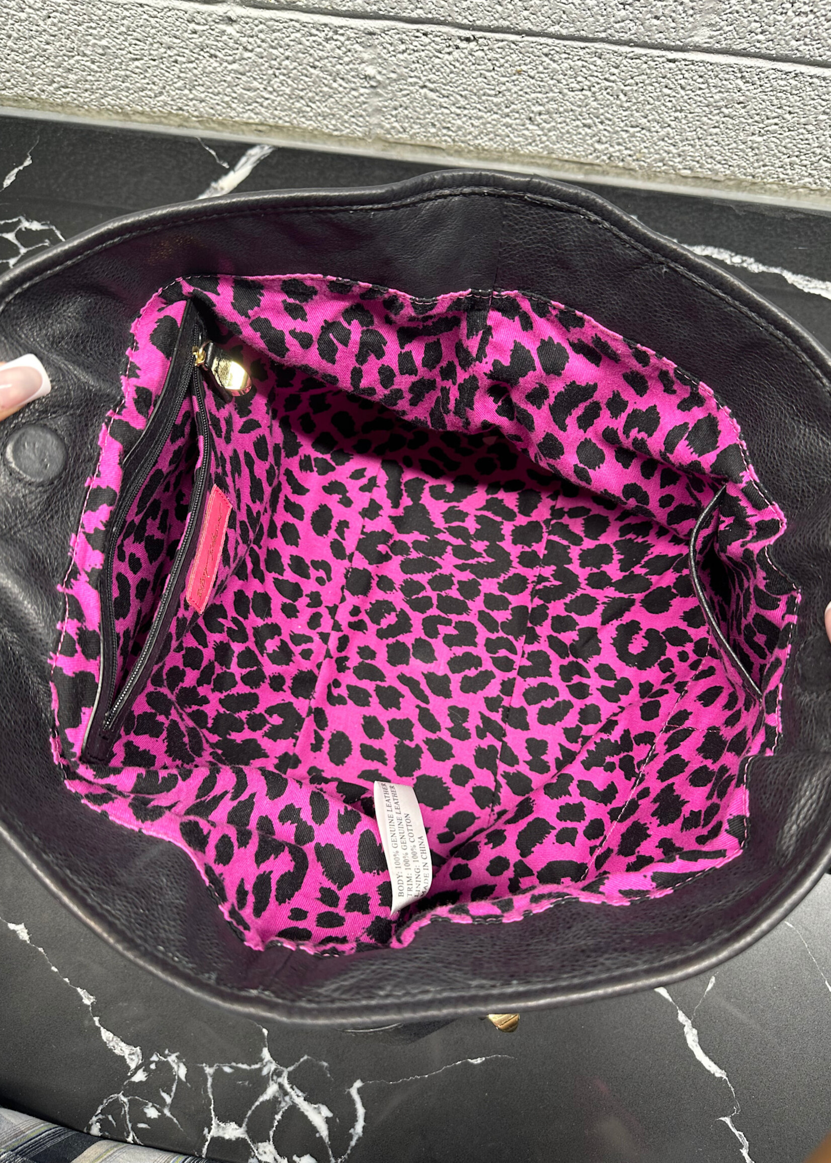 BETSEY JOHNSON BLACK GOLD STUDDED BAG